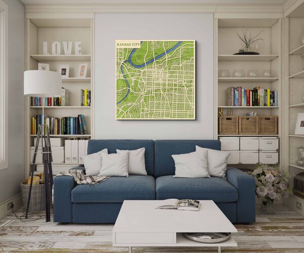 Kansas City 3D fa várostérkép fali dekoráció – Natura Products
