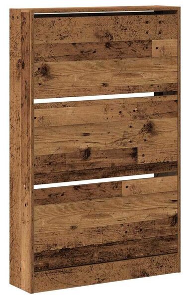 VidaXL Cipőszekrény tárolóval Régi fa 80 x 21 x 125.5 cm Faanyag