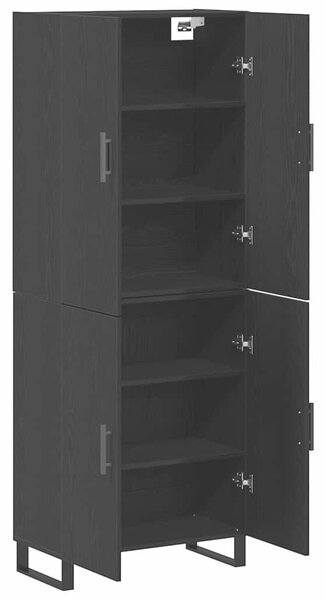 VidaXL Magasfiú 2 db Musta tammi 69,5 x 34 x 180 cm Műanyag Fa és Üveg