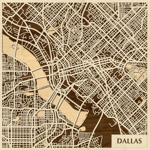 Dallas 3D fa várostérkép fali dekoráció – Natura Products