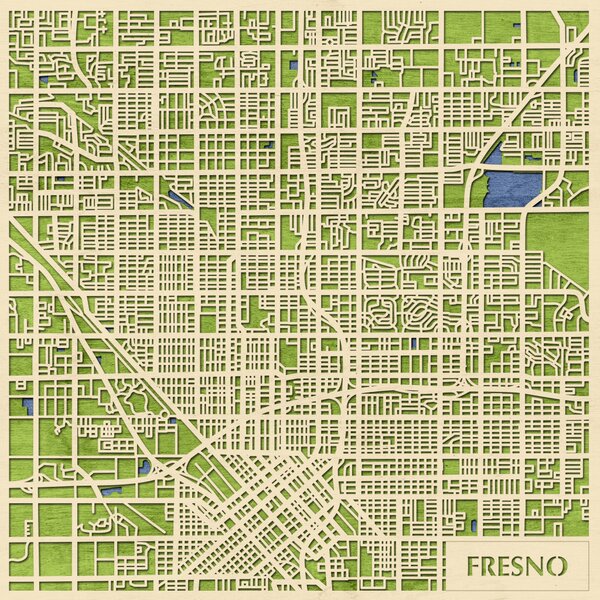 Fresno 3D fa várostérkép fali dekoráció – Natura Products