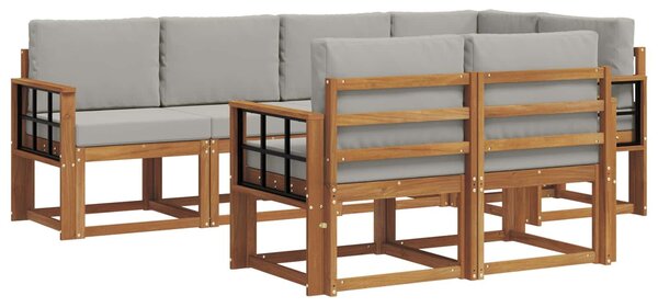 VidaXL Kültéri kanapé szett 7 pcs Természetes és Világosszürke