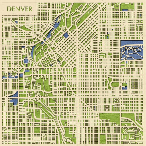 Denver 3D fa várostérkép fali dekoráció – Natura Products