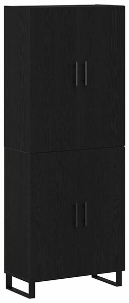 VidaXL Magasfiú 2 db Musta tammi 69,5 x 34 x 180 cm Műanyag Fa és Üveg