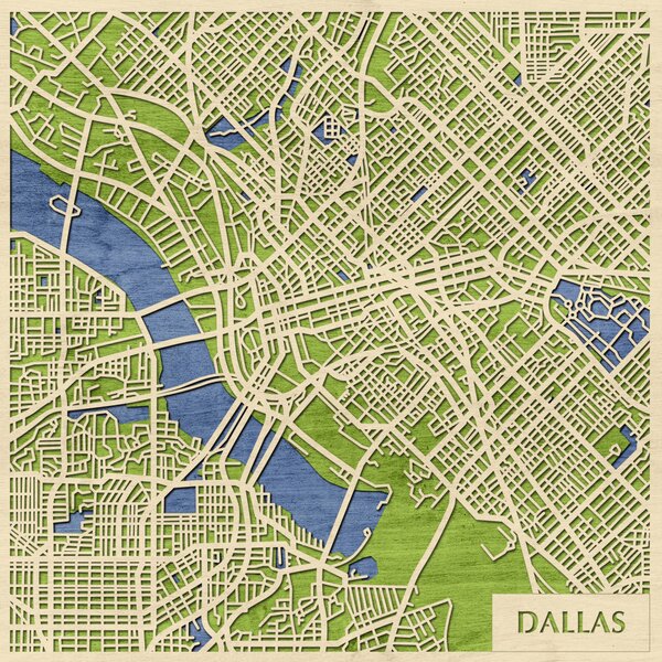 Dallas 3D fa várostérkép fali dekoráció – Natura Products