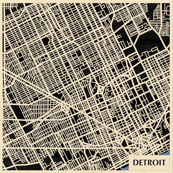 Detroit 3D fa várostérkép fali dekoráció – Natura Products