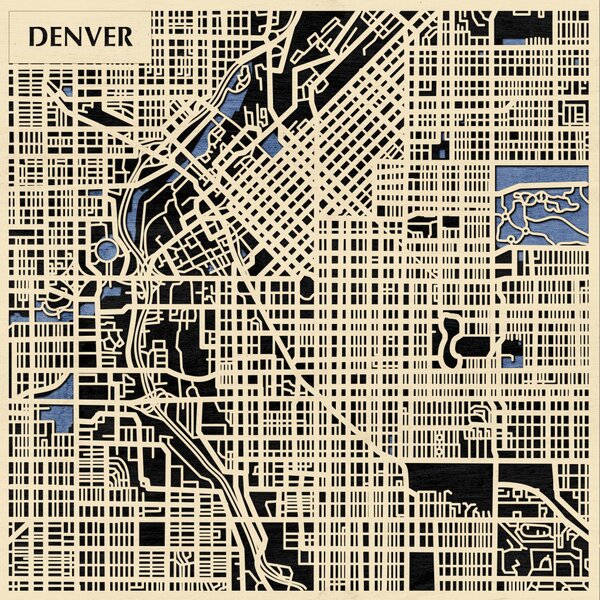 Denver 3D fa várostérkép fali dekoráció – Natura Products