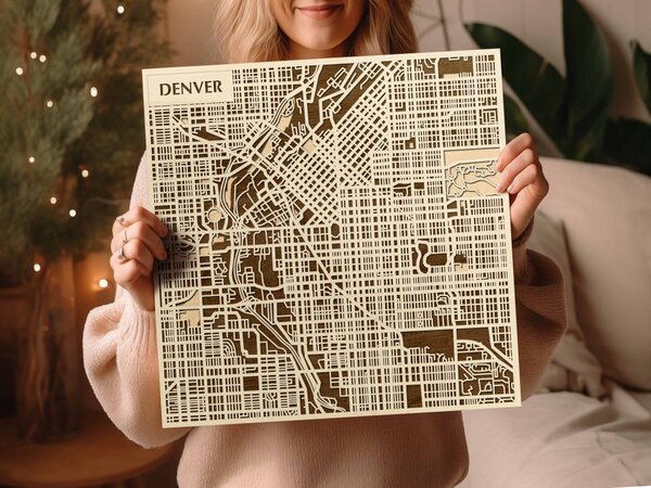 Denver 3D fa várostérkép fali dekoráció – Natura Products