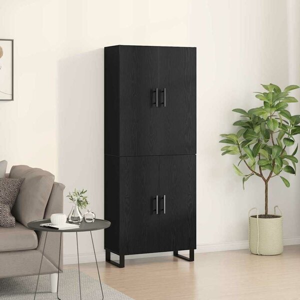 VidaXL Magasfiú 2 db Musta tammi 69,5 x 34 x 180 cm Műanyag Fa és Üveg