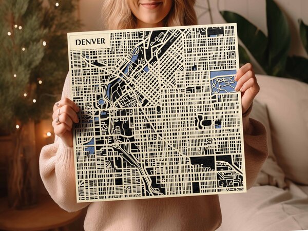 Denver 3D fa várostérkép fali dekoráció – Natura Products