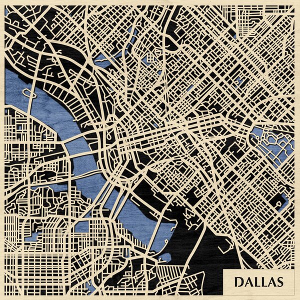Dallas 3D fa várostérkép fali dekoráció – Natura Products