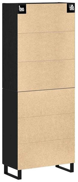 VidaXL Magasfiú 2 db Musta tammi 69,5 x 34 x 180 cm Műanyag Fa és Üveg