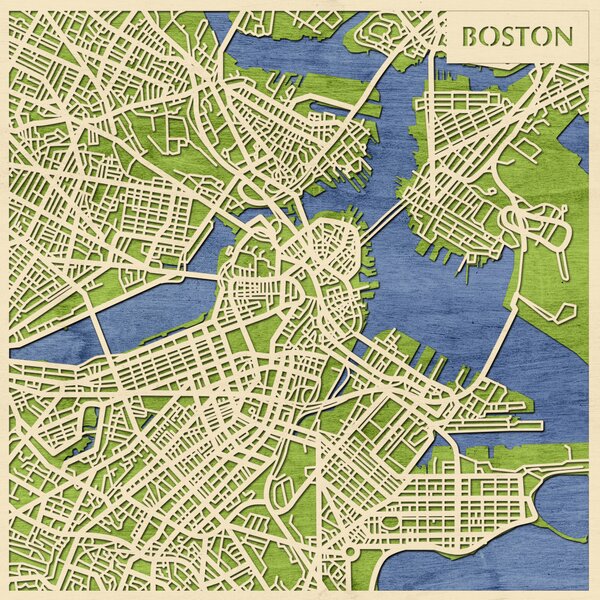 Boston 3D fa várostérkép fali dekoráció – Natura Products