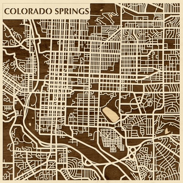 Colorado Springs 3D fa várostérkép fali dekoráció – Natura Products