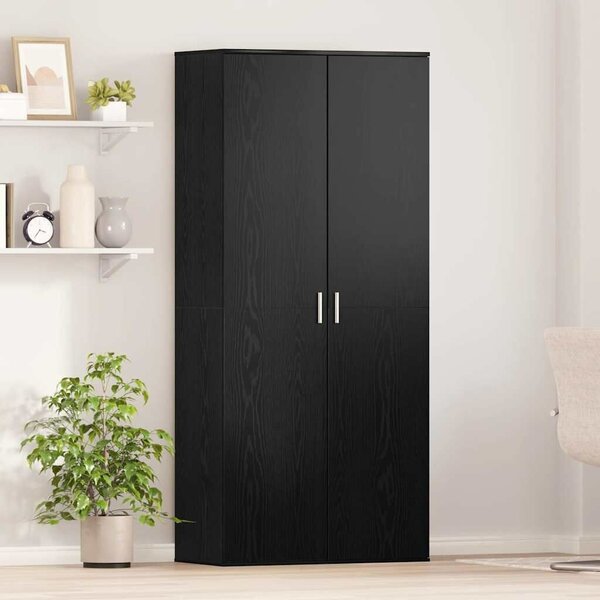 VidaXL Magasító polcokkal ajtóval Musta tammi 80 x 39 x 178 cm Faanyag