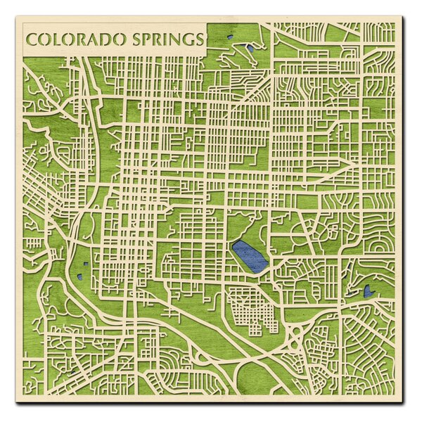 Colorado Springs 3D fa várostérkép fali dekoráció – Natura Products