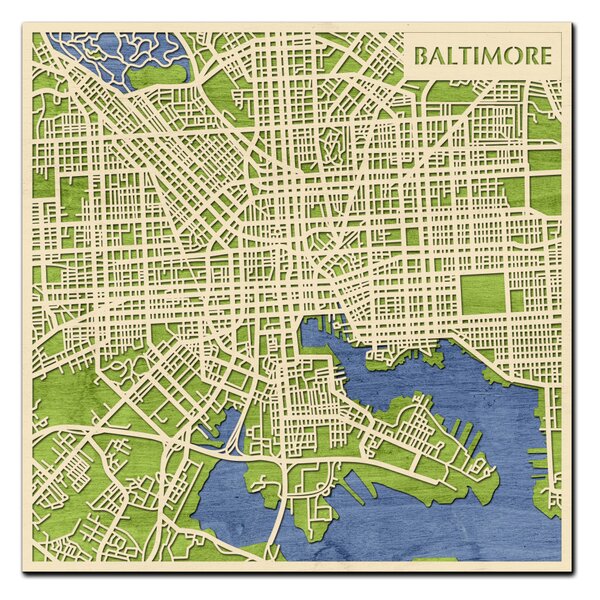 Baltimore 3D fa várostérkép fali dekoráció – Natura Products