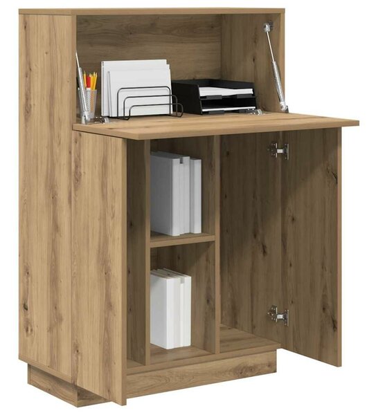 VidaXL Asztal polcokkal kézműves tölgy 71.5 x 31.5 x 106.5 cm Faanyag