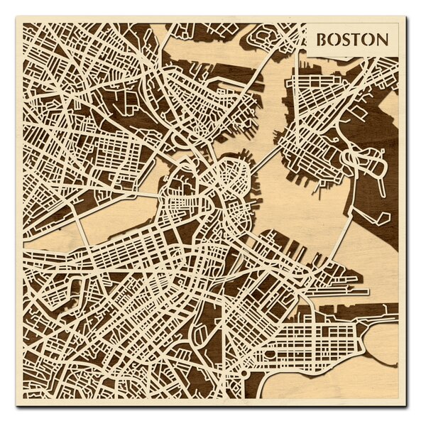 Boston 3D fa várostérkép fali dekoráció – Natura Products