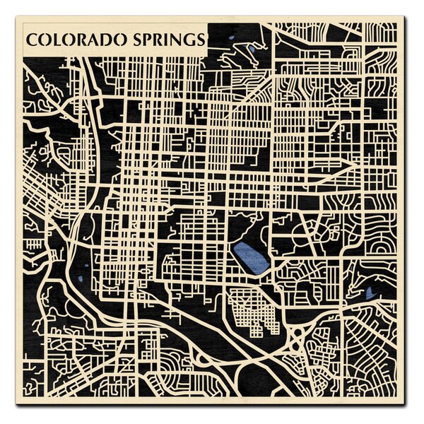 Colorado Springs 3D fa várostérkép fali dekoráció – Natura Products