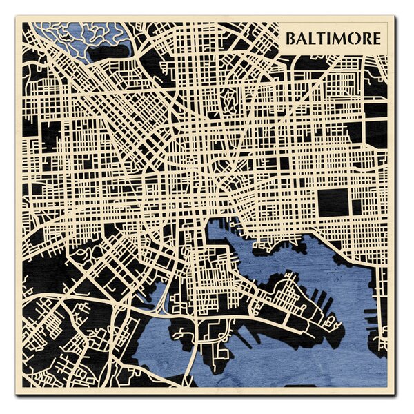 Baltimore 3D fa várostérkép fali dekoráció – Natura Products