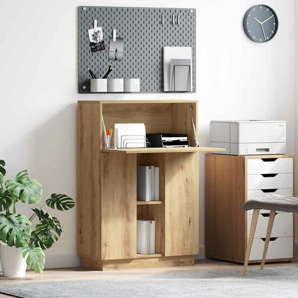 VidaXL Asztal polcokkal kézműves tölgy 71.5 x 31.5 x 106.5 cm Faanyag
