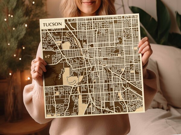 Tucson 3D fa várostérkép fali dekoráció – Natura Products