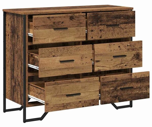 VidaXL Fiókos Szekrény fiókkal Öreg fa 91 x 35.5 x 74.5 cm Faanyag