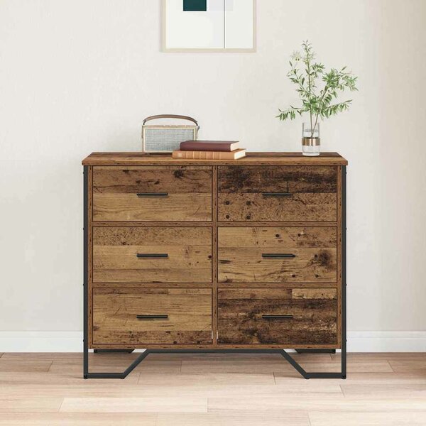 VidaXL Fiókos Szekrény fiókkal Öreg fa 91 x 35.5 x 74.5 cm Faanyag