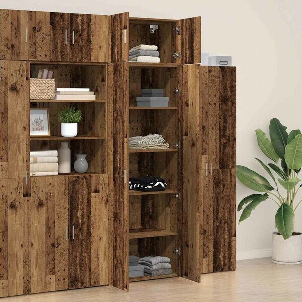 VidaXL Tárolószekrény 2 db Öreg fa 70 x 42,5 x 225 cm
