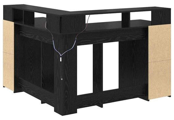 VidaXL Asztal LED -es lámpákkal Musta tammi 130 x 130 x 91 cm Faanyag