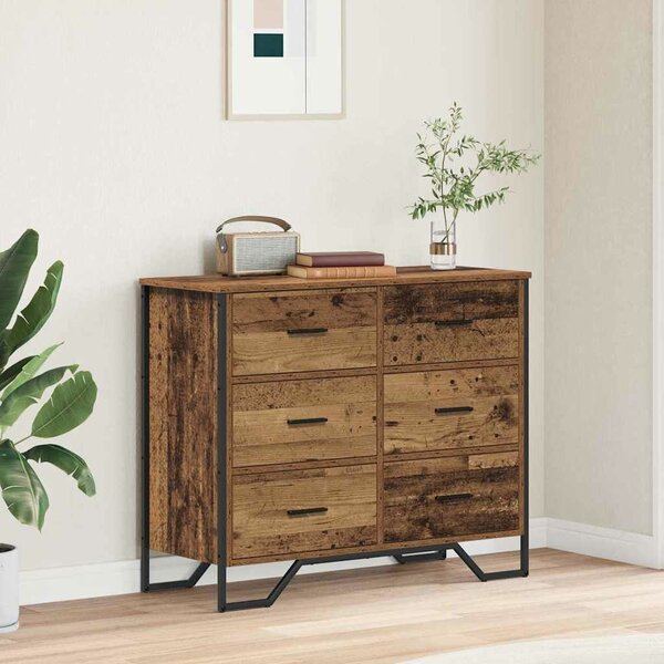 VidaXL Fiókos Szekrény fiókkal Öreg fa 91 x 35.5 x 74.5 cm Faanyag