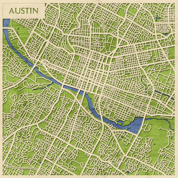 Austin 3D fa várostérkép fali dekoráció – Natura Products