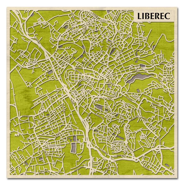 Liberec 3D fa várostérkép fali dekoráció – Natura Products