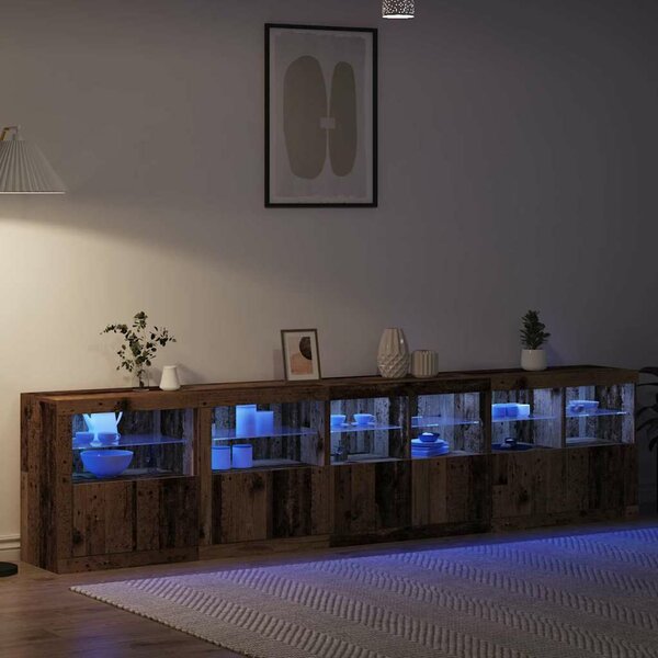 VidaXL LED tálaló Öreg fa 283 x 37 x 67 cm Szerelt Fa