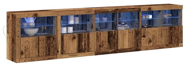 VidaXL LED tálaló Öreg fa 283 x 37 x 67 cm Szerelt Fa