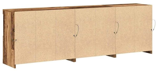 VidaXL Széf LED -es lámpákkal Régi fa 202 x 37 x 67 cm Faanyag
