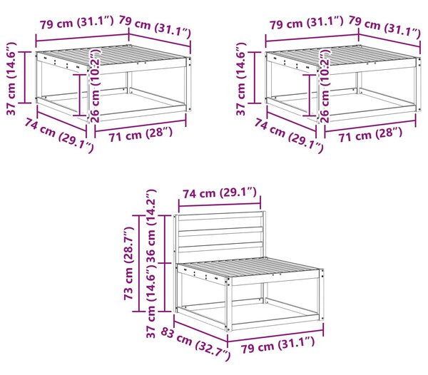 VidaXL Kültéri kanapé szett 6 pcs Természetes Tömör Akácfa