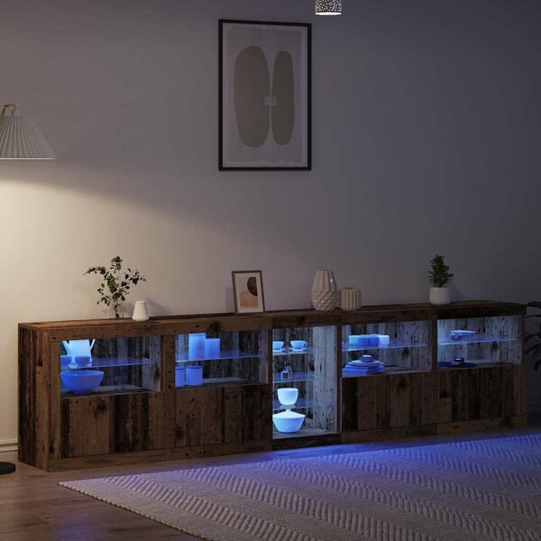 VidaXL LED tálaló Öreg fa 283 x 37 x 67 cm Szerelt Fa