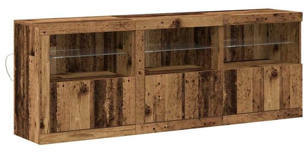 VidaXL Széf LED -es lámpákkal Régi fa 181.5 x 37 x 67 cm Faanyag