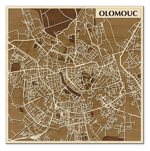 Olomouc 3D fa várostérkép fali dekoráció – Natura Products