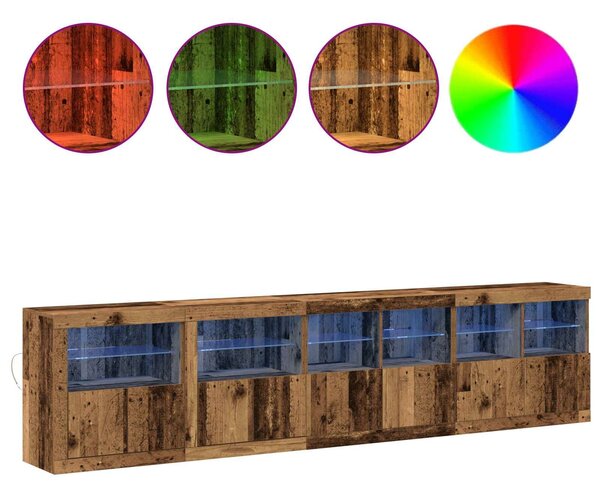VidaXL LED tálaló Öreg fa 283 x 37 x 67 cm Szerelt Fa