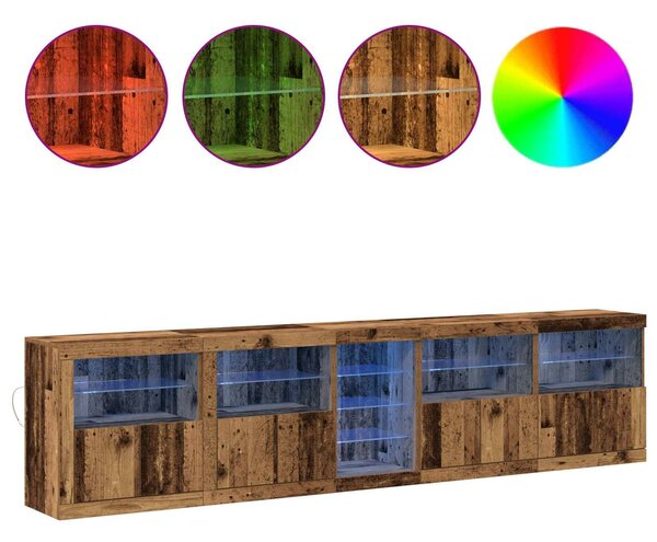 VidaXL LED tálaló Öreg fa 283 x 37 x 67 cm Szerelt Fa