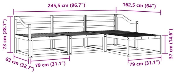 VidaXL Kültéri kanapé szett 4 pcs Természetes Tömör Akácfa