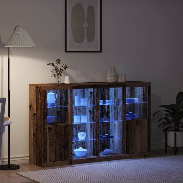 VidaXL LED tálaló Öreg fa 163 x 37 x 100 cm Szerelt Fa
