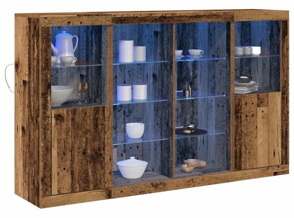 VidaXL LED tálaló Öreg fa 163 x 37 x 100 cm Szerelt Fa