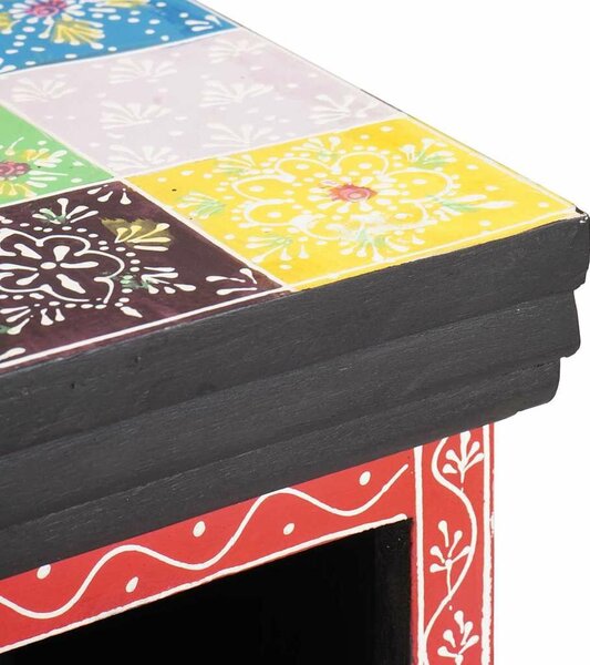 VidaXL Fiókos szekrény ajtóval Sokszínű 30 x 30 x 90 cm Tömör mangófa