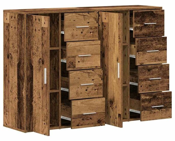 VidaXL Oldalszekrények fiókkal 2 pcs Régi fa 60 x 31 x 84 cm Faanyag