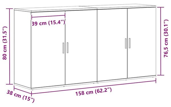 VidaXL Oldalszekrények 2 pcs kézműves tölgy 79 x 38 x 80 cm Faanyag