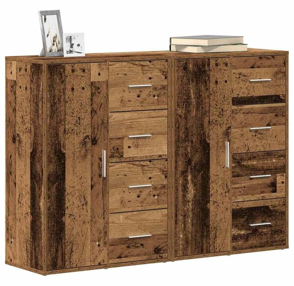 VidaXL Oldalszekrények fiókkal 2 pcs Régi fa 60 x 31 x 84 cm Faanyag